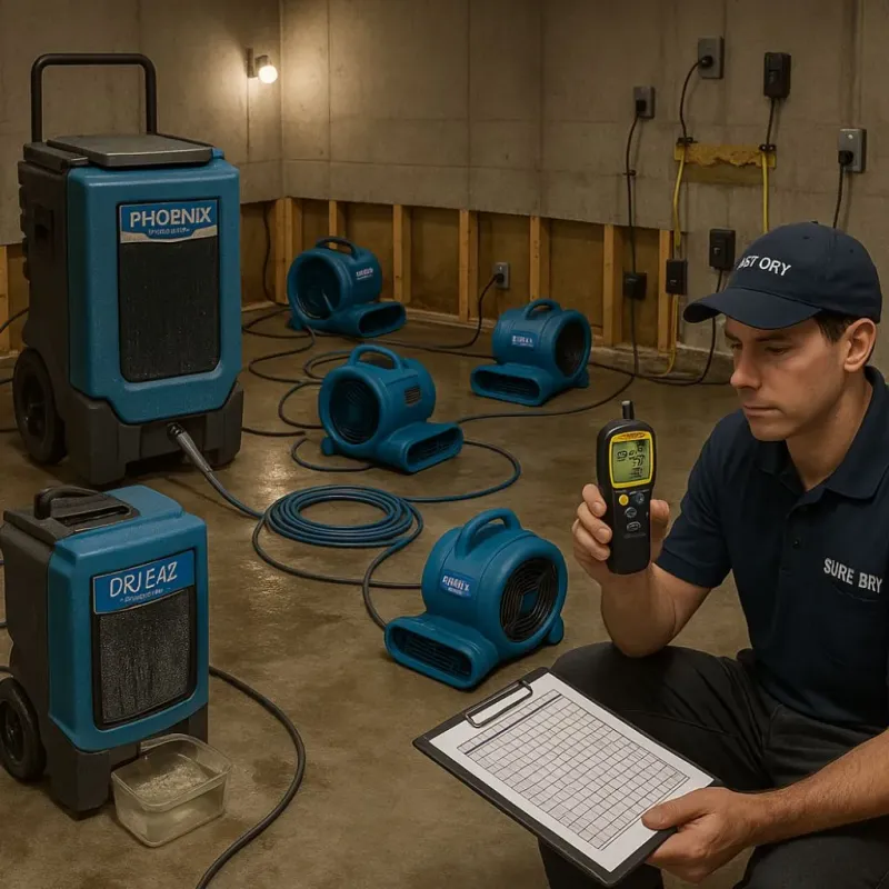 Structural Drying and Dehumidification process in Fort Drum, NY